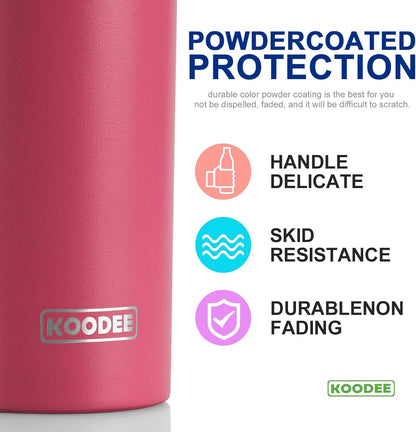 koodee Insulated Coffee Tumbler with Lid and Straw-4 Pack 20 oz Skinny Tumblers, Double Wall Stainless Steel Cup for Women (Yellow/Purple/Wine Red/Teal)