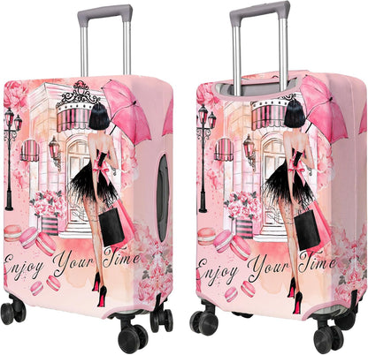 Travel Luggage Cover Suitcase Protector Fits 18-32 Inch Wheel Covers PatternedTravel Related Items Flower Luggage Protector Elastic S