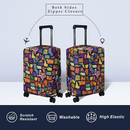 Explore Land Travel Luggage Cover Suitcase Protector Fits 27-30 Inch Case (America Map, L)