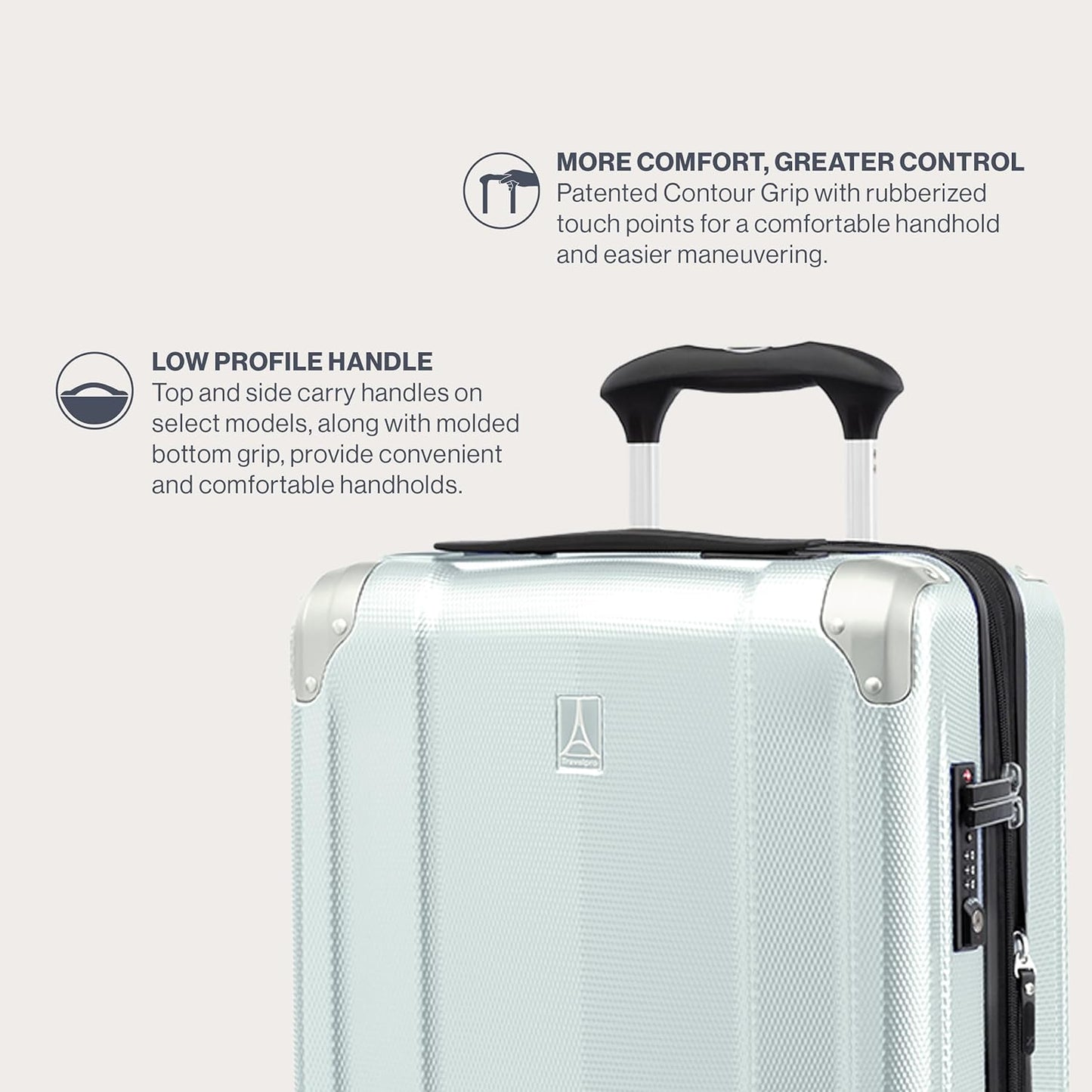 Travelpro Pathways 3 Hardside Expandable Luggage, 8 Spinner Wheels, Lightweight Hard Shell Suitcase, Cloud Grey, Carry On 21 Inch