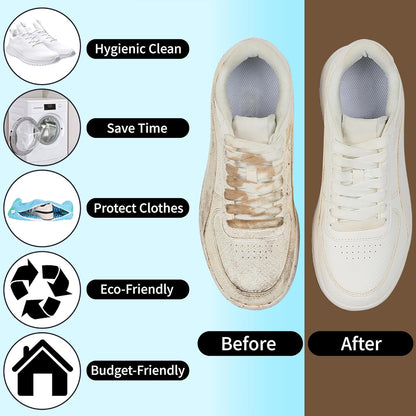 Shoe Washing Bag for Washing Machine, Laundry Shoe Bag for Washer and Dryer, Reusable Shoe Bag, Sneaker Washing Machine Bag (Blue 2pcs)