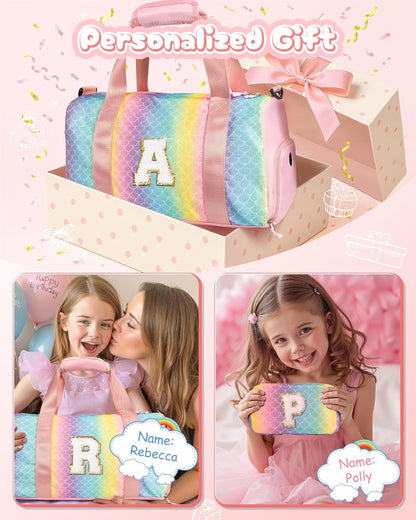 Daughter Birthday Gifts-Girl Gym Bag with Shoe Compartment, Kid Personalized Weekender Overnight Bags, Initial Travel Tote with Makeup Pouch, Graduation Gift for Girls (Letter Y)