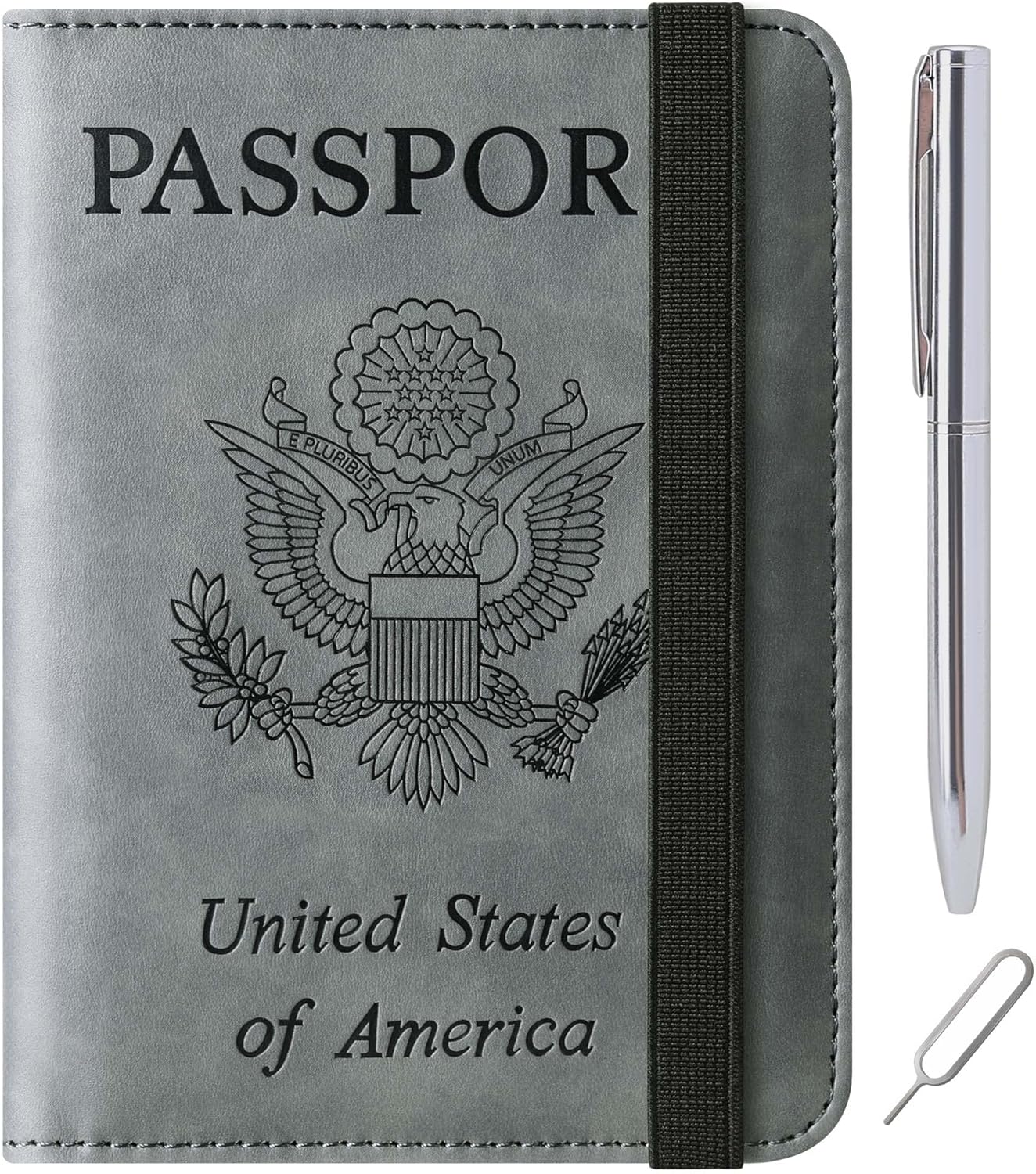 Passport Holder Cover Wallet Travel Essentials Leather Rfid Blocking Case Vacation Luggage Must Haves Travel Accessories for Men Women (116#Grey)