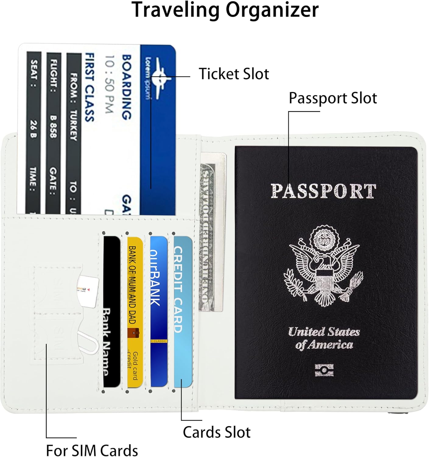 Passport Holder for Women and Men PU Leather Passport Cover for Travel (Wood Print)