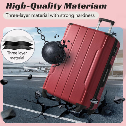 Merax Carry-On Luggage 22x14x9 airline approved, Hardshell ABS Suitcase with Spinner Wheels, TSA Lock, Lightweight Durable 20 Inch Travel Luggage for Men Women(Red)