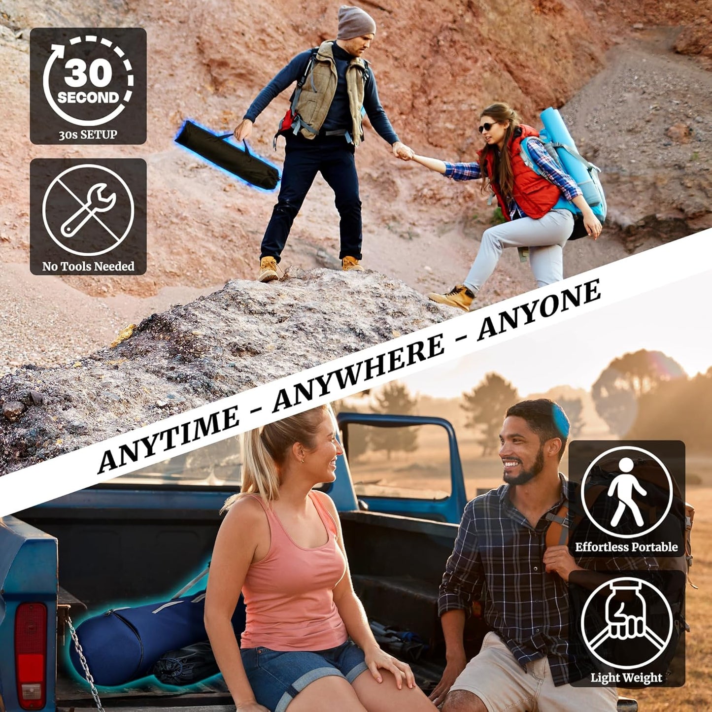 Tranquillo Combo x2 Hammocks with Stand for Outside & Tree Straps, Heavy Duty Hammock with Stand 600lbs for Indoor Outdoor Patio Backyard, x2 Hammocks for 2 Person, Portable Carrying Bags, Sky