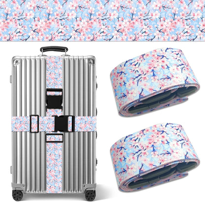 Cherry Blossoms Luggage Straps for Suitcases TSA Approved, Luggage Identifiers for Suitcase, Adjustable Suitcase Strap for Baggage Security with Cute Patten, Travel Necessary Accessories (2Pack)