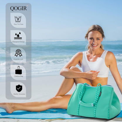 QOGiR Neoprene Multipurpose Beach Bag Tote with Inner Zipper Pocket … … … …