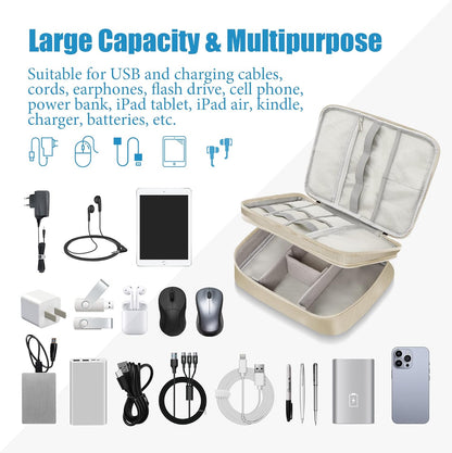 SELLYFELLY Electronics Travel Organizer, Double Layer Cable Organizer Bag Watreproof Electronics Accessories Storage Bag for Cord, Charger, Phone, Power Bank, Hard Drive