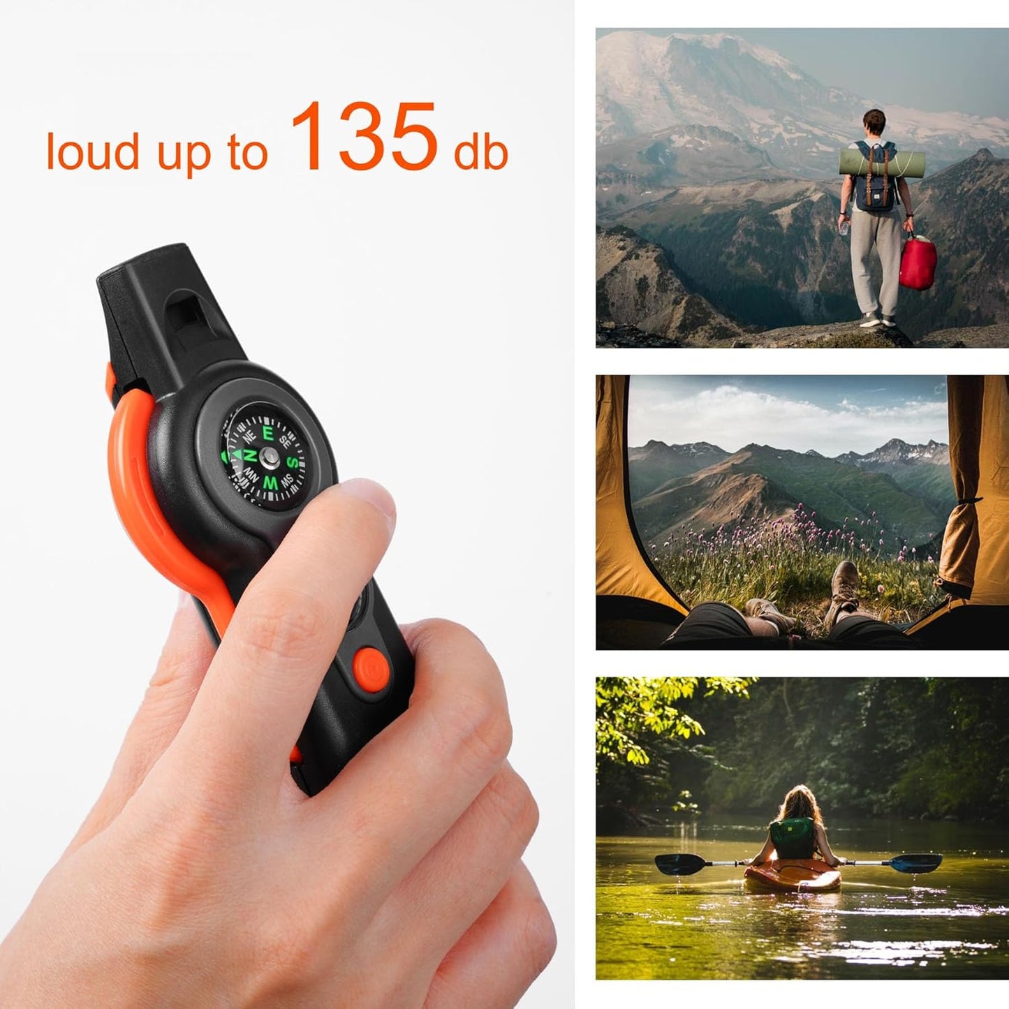Emergency Survival Function Whistle, Outdoor Multifunctional Tool Safety Whistle with Lanyard, Ideal for Kayaking, Boating, Hiking, Camping, Climbing, Hunting, Fishing, Rescue Signaling