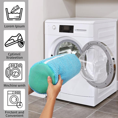 Shoe Washing Bag for Washing Machine, Laundry Shoe Bag for Washer and Dryer, Reusable Shoe Bag, Sneaker Washing Machine Bag (Blue 2pcs)