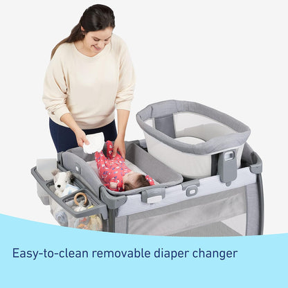 Graco Pack ’n Play Sit ’N Grow Playard, Portable Infant Bassinet, Adjustable Seat, Built‑In Storage