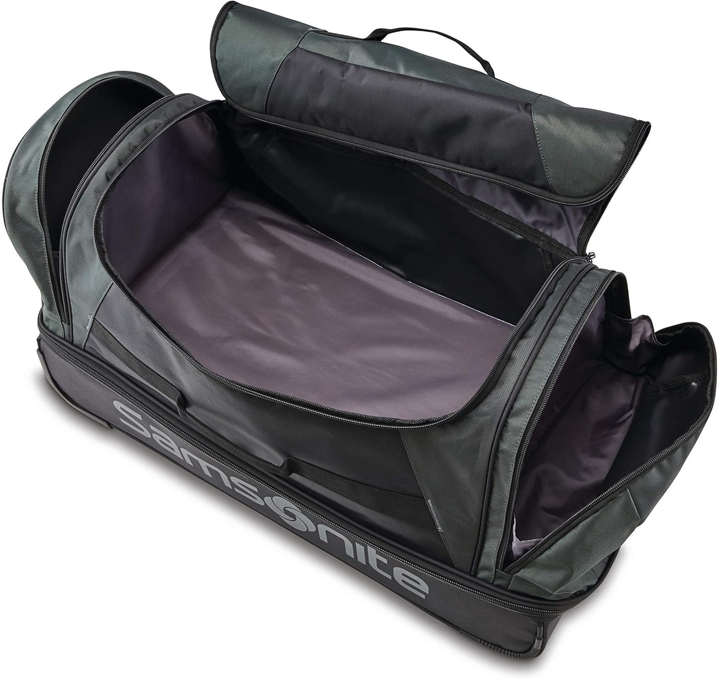 Samsonite Andante 2 Wheeled Duffel Bag – 32-Inch Durable Rolling Luggage with Inline Skate Wheels, Push-Button Handle & Spacious Compartments – Travel-Friendly and Lightweight - Moss Green/Black