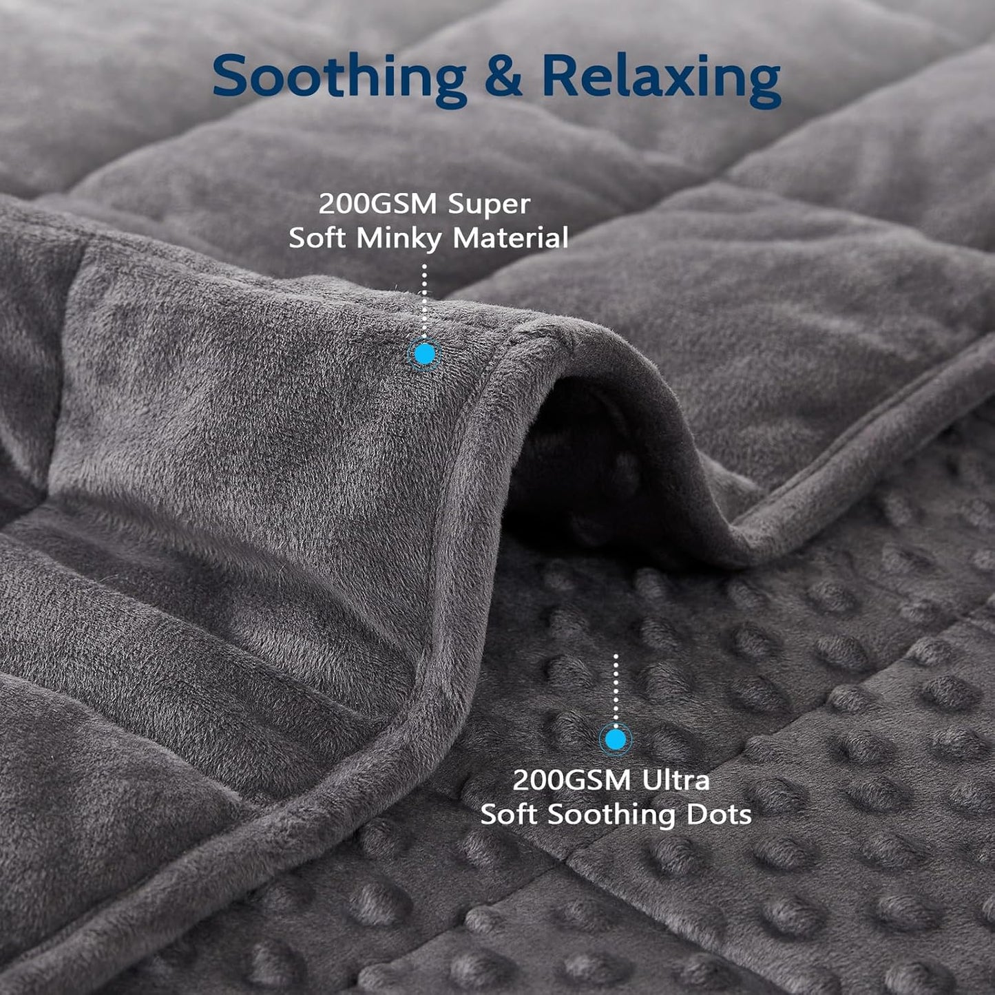 L'AGRATY Weighted Blanket for Adult - 48"x72" 15lbs Minky Dots Heavy Blanket with Glass Beads: Soft Breathable for All-Season Summer Fall Winter Thick Comfort for Sleeping