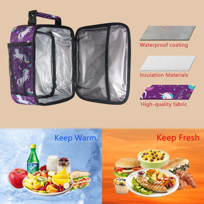 Hap Tim Kids Lunch Box for Girls Boys, Reusable Lunch Bag for Kids, Spacious Lunchbox, Insulated Lunchbag, Purple Unicorn(18654-PP)