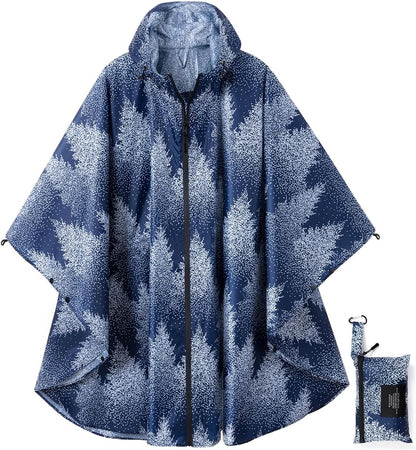 Rain Poncho Jacket Coat Hooded Zipper Style for Women/Men/Adult with Pocket