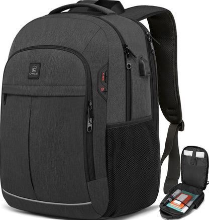 17.3 Inch Laptop Backpack, School Backpack,Large TSA Travel Carry on Backpack,College Student Bookbag with USB Port,Teenagers Water Resistant Computer Bagpack Gift for Men Women,Grey