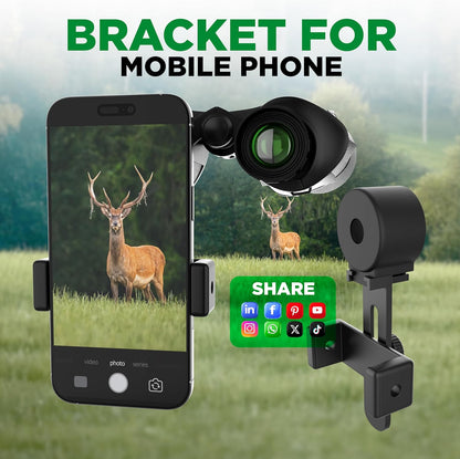 Binoculars with Smart Phone Bracket Adapter, Militar, 20x50, Adults, Bird Watching, High Power Waterproof with Low Light Night Vision for Hunting, Travel, Games, Carrying Case Strap.
