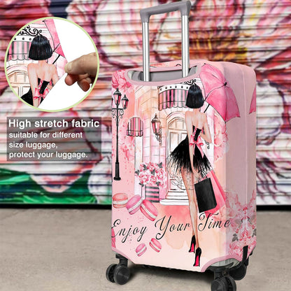 Travel Luggage Cover Suitcase Protector Fits 18-32 Inch Wheel Covers PatternedTravel Related Items Flower Luggage Protector Elastic L
