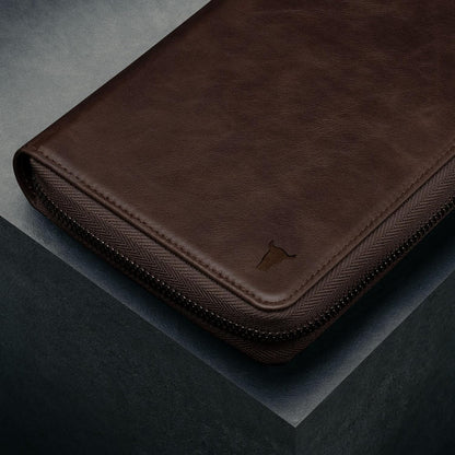 TORRO Premium Leather Family Travel Wallet, RFID Blocking Travel Organizer, Family Passport Holder for 4 Passports, Travel Documents and Cards (Dark Brown)