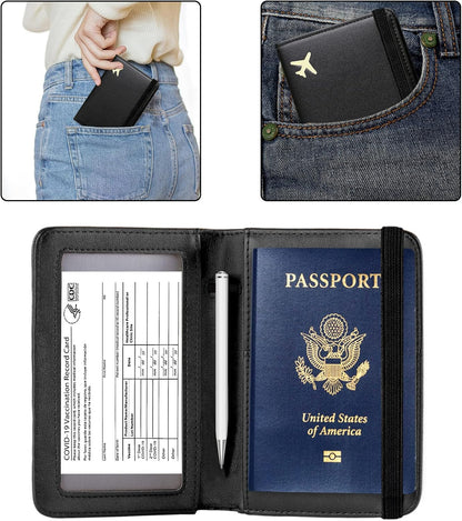 ZOPPEN Passport Holder Wallet, Passport Cover Travel Wallet Women Travel Essentials Accessories Document Organizer Travel Must Haves Rfid Blocking Cover Case for Women and Men, Black