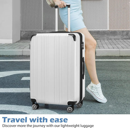 Coolife Luggage Expandable 5 Piece Sets PC+ABS Spinner Suitcase 20 inch 24 inch 28 inch (navy new)