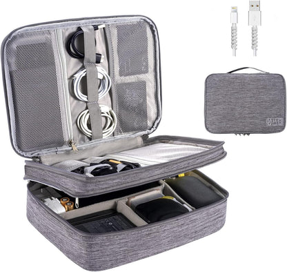 Electronics Organizer, OrgaWise Electronic Accessories Bag Travel Cable Organizer Three-Layer for iPad Mini, Kindle, Hard Drives, Cables, Chargers