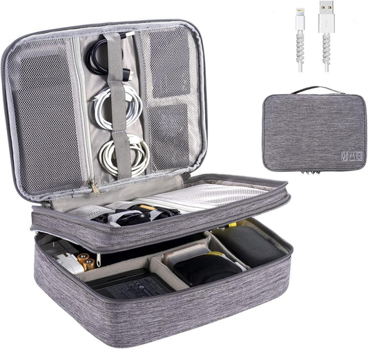 Electronics Organizer, OrgaWise Electronic Accessories Bag Travel Cable Organizer Three-Layer for iPad Mini, Kindle, Hard Drives, Cables, Chargers