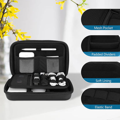 ProCase Hard Travel Electronic Organizer Case for MacBook Power Adapter Chargers Cables Power Bank Apple Magic Mouse Apple Pencil USB Flash Disk SD Card Small Portable Accessories Bag