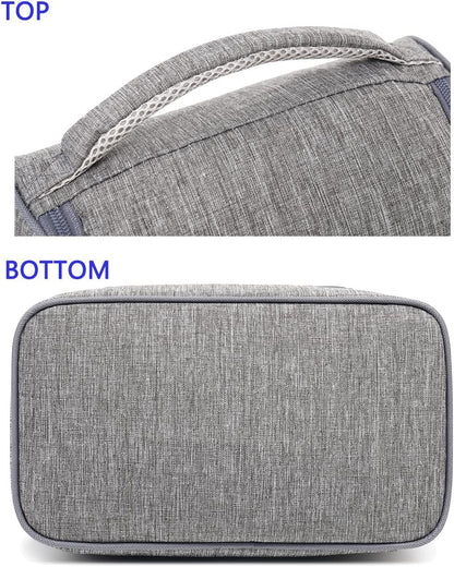 FlowFly Double Decker Cooler Insulated Lunch Bag Large Tote for Boys, Girls, Men, Women, With Adjustable Strap (Grey)