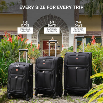 SwissGear Sion Softside Expandable Roller Luggage, Burgundy, 3-Piece Set (21/25/29)