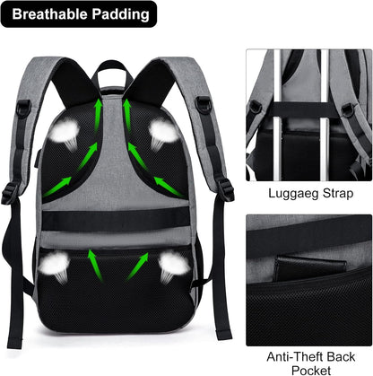 Backpack, School Backpacks for Teen Boys & Girls, Student Bookbag Fits 17.3 Inch Laptop with USB Charging Port, Water Resistant Travel Backpack, Sturdy Anti Theft Computer Bag Gifts Men Women