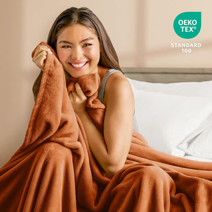 Bare Home Fleece Blanket - Twin/Twin Extra Long - Ultra-Soft Lightweight for Bed, Sofa, and Couch - Luxury Microplush - Cozy Warm Blanket (Twin/Twin XL, Sienna)
