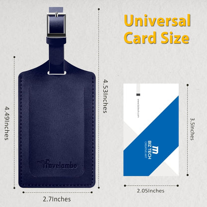 Travelambo Luggage Tags for Suitcases PU Leather Travel Tags Bag Tags Privacy Protection Travel Essentials