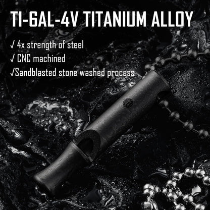 KeyUnity Titanium Emergency Whistle with Metal Lanyard, 120dB+, One-Piece Outdoor Survival Whistle, Ultra-Light, Rustproof