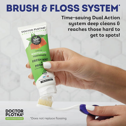 MOUTHWATCHERS Soft Flossing Folding Travel Toothbrush, Red, Ultra Clean, Good for Sensitive Teeth and Gums, by Dr. Plotka's