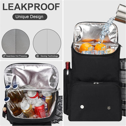 Picnic Backpack for 4 Person with Large Insulated Cooler Bag, Picnic Basket Set with Wine Pouch, Waterproof Picnic Blanket & Cutlery Set. Perfect for Beach, Camping, Party,Wedding Gift for Couple.