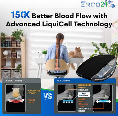 Original Seat Cushion with LiquiCell Technology – Tailbone, Sciatica, Hip & Lower Back Pain Relief – Car Seat Cushion, Office Chair, Truck, Travel, Home – 18"x17"x2"