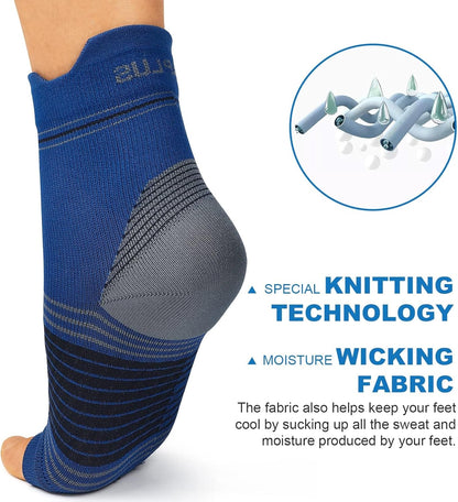Plantar Fasciitis Sock (6 Pairs) for Men and Women, Compression Foot Sleeves with Arch and Ankle Support (Black, Nude, Navy, Medium)