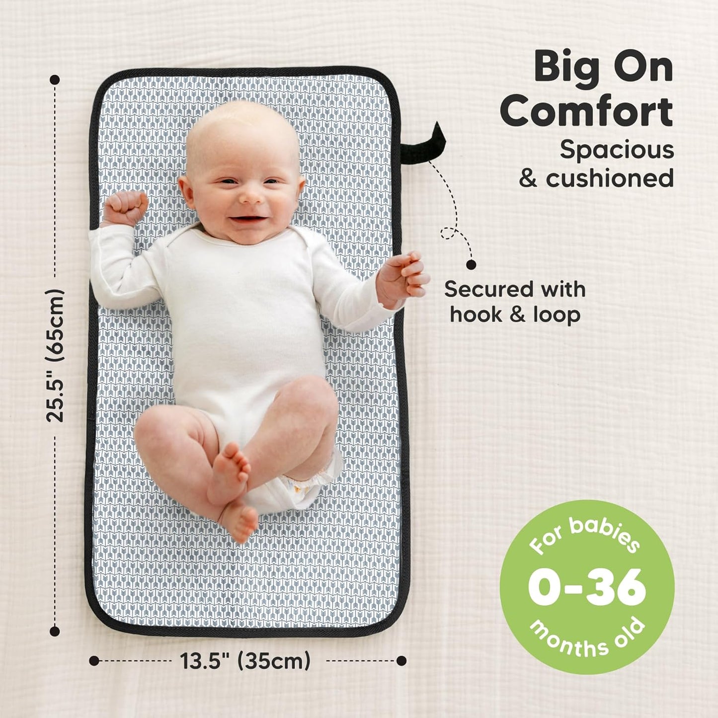 KeaBabies Portable Diaper Changing Pad, Easy Wipe Clean - Foldable Waterproof Baby Changing Mat for Diaper Bag, Compact, Lightweight, 25x13 Baby Changer Travel Essential, Machine Washable (Pixel)