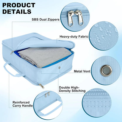 Extra Large Compression Packing Cubes for Travel Essentials, 2 Set Expandable Travel Cubes for Packing Bags Suitcase Organizer, Blue