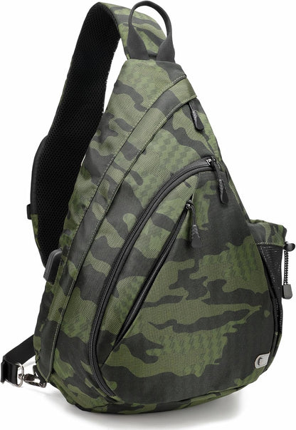 Water-Proof Sling bag/Crossbody Backpack/Shoulder Bag with USB Charging Port for Travel, Hiking, Cycling, Camping