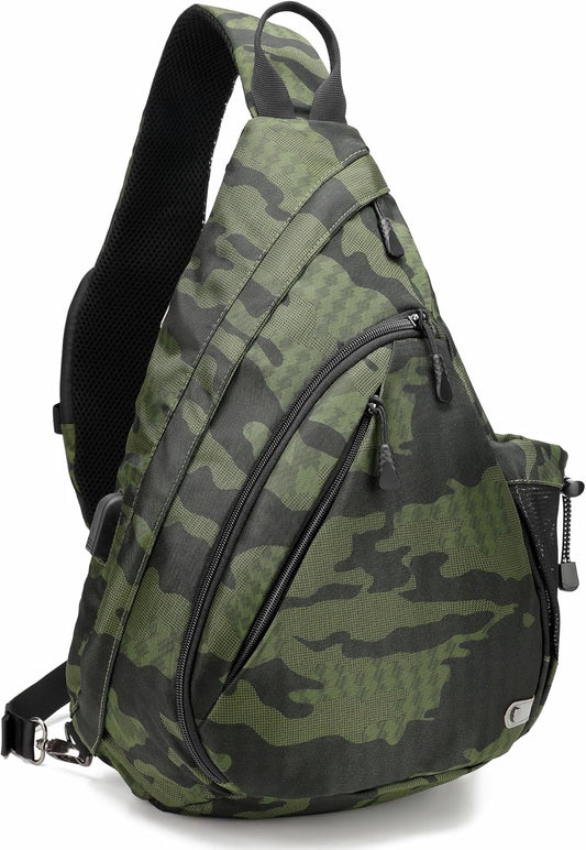 Water-Proof Sling bag/Crossbody Backpack/Shoulder Bag with USB Charging Port for Travel, Hiking, Cycling, Camping