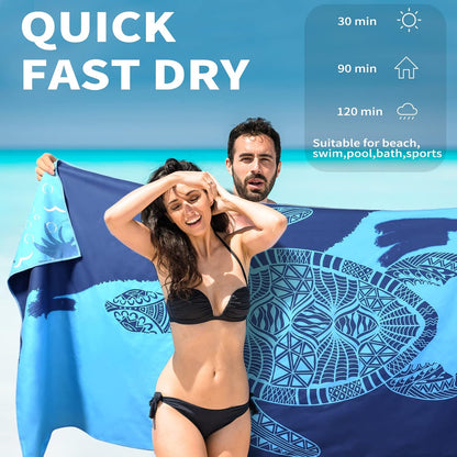 6 Pack Lightweight Thin Beach Towel Oversized 71"x32" Big Extra Large Microfiber Sand Free Towels for Adult Quick Dry Travel Camping Beach Accessories Gift Sea Turtle Tie Dye Mandala Elephant Skull