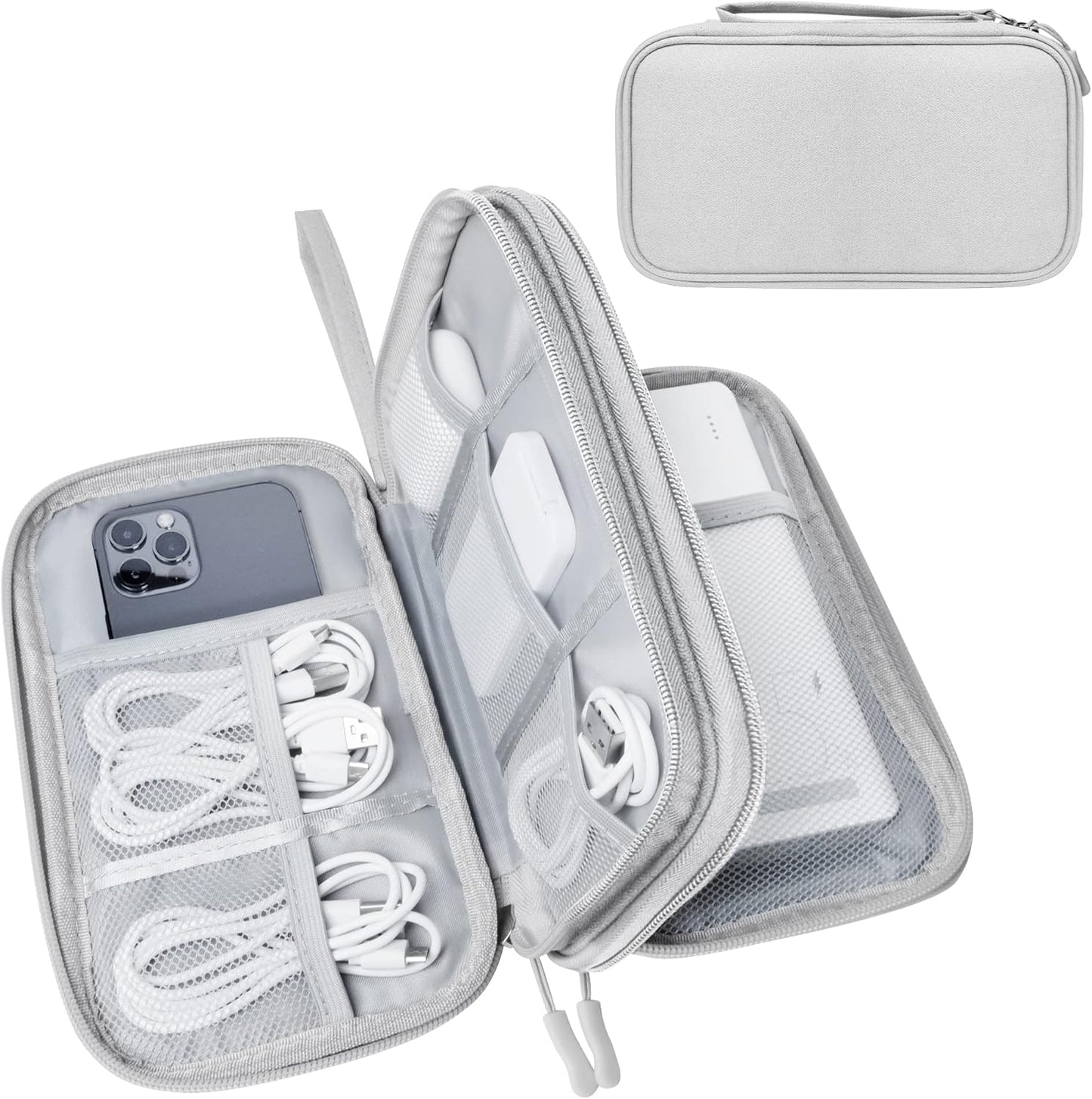 Electronics Travel Organizer,Portable Waterproof Electronic Travel Storage Bag for Small Charging Cord Storage,Charger,Small Electronics,SD Card etc,for Travel,Business - Grey
