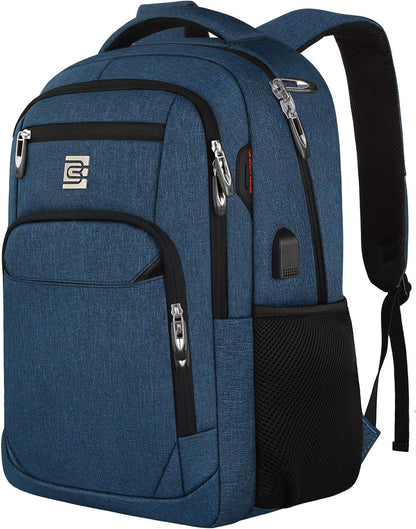 17 Inch Laptop Backpack, Business Anti Theft Slim Durable Laptops Backpack with USB Charging Port, Water Resistant College Computer Bag Gifts for Men & Women Fits 15.6 Inch Notebook-Blue
