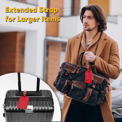 Travelambo Luggage Tags for Suitcases Faux Leather Privacy Protection 2 Pack Bag Tags Travel Accessories Essential, Deep Red