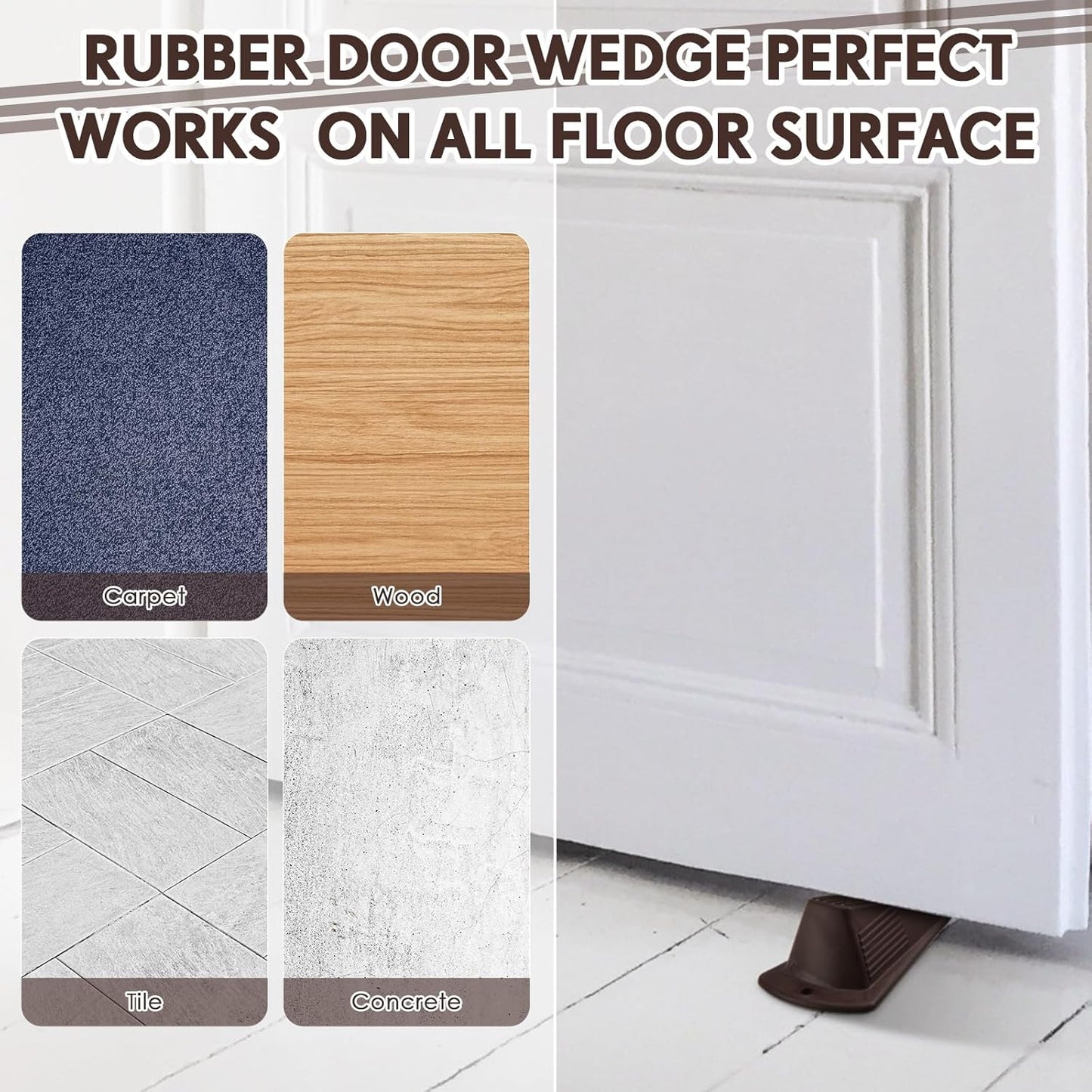 Frienda 2 Pcs Jumbo Door Stoppers Heavy Duty Door Stopper Tall up to 2inch Tall Wedge TPR Large Wedge Stackable Big Rubber Doorstop for Hotel Carpet Hardwood Concrete and Tile (Coffee)