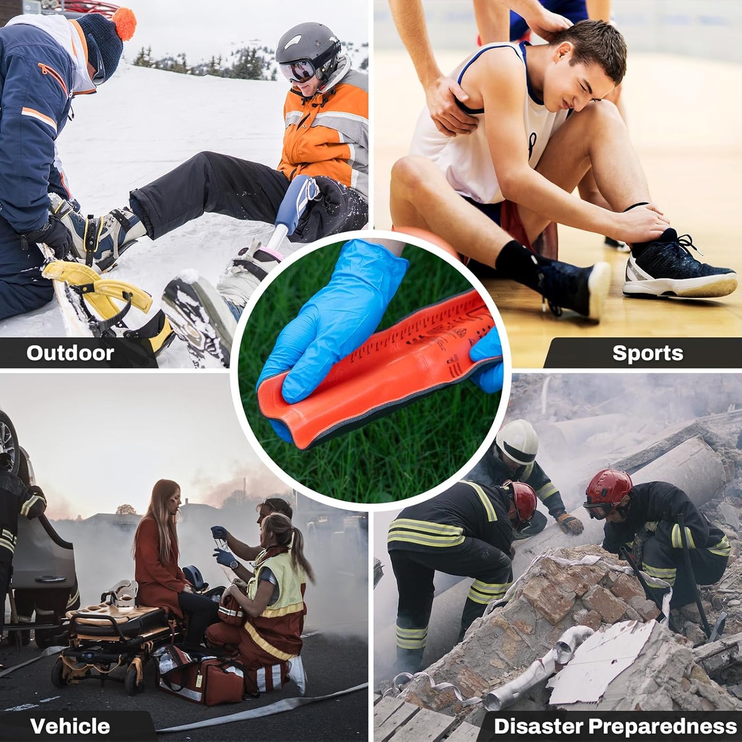 RHINO RESCUE First Aid Splint 36" X 4.3" Orange-Gray, Keep Bones in Position (2, Folded)