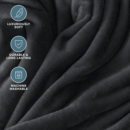 Bare Home Fleece Blanket - Throw/Travel - Ultra-Soft Lightweight for Bed, Sofa, and Couch - Luxury Microplush - Cozy Warm Blanket (Throw/Travel, Black)
